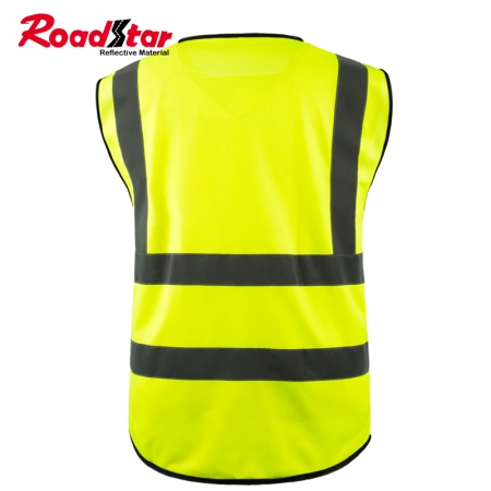 En20471 Chaleco de seguridad reflectante amarillo fluorescente de alta visibilidad clase 2 con 4 bolsillos 