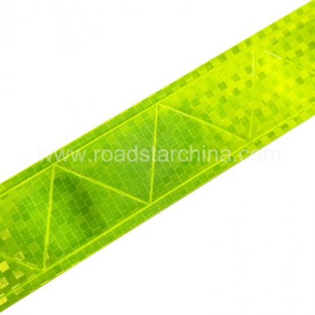 Lemon Green Lattice Small Square Zigzag Embossed Tape Reflective High Gloss Pvc Reflective Tape Reflective Strips For Clothing 
