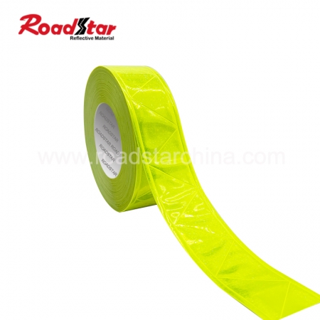 Shinny Zigzag Fluorescence Yellow PVC Reflective Trim Tape Lamina Reflectante Prisma PVC Reflective PVC Lattice Tape For Uniform 