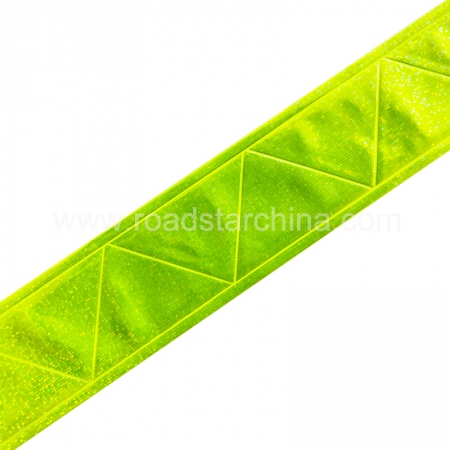 Shinny Zigzag Fluorescence Yellow PVC Reflective Trim Tape Lamina Reflectante Prisma PVC Reflective PVC Lattice Tape For Uniform 